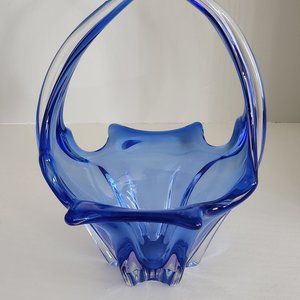 Cristallo Venezia CCC Blue and Clear Murano Cased Glass Bowl